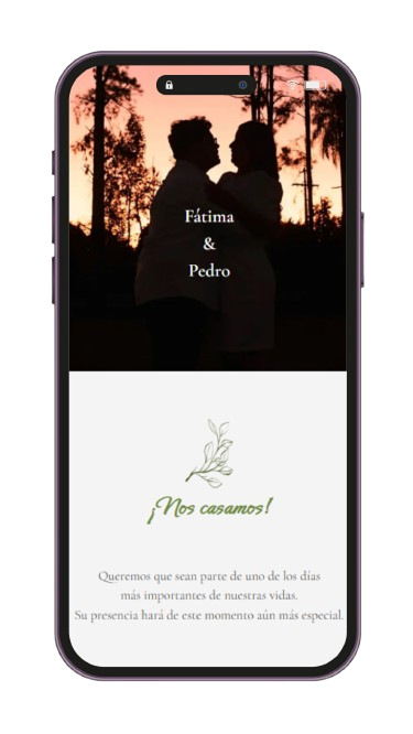 Mockup: bodas de Fatima y Pedro