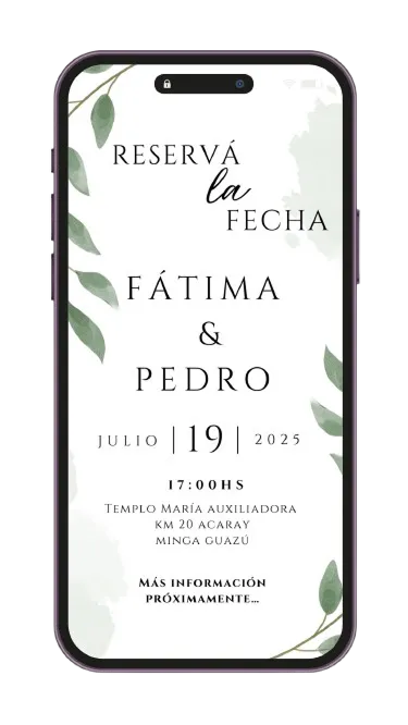 Mockup: Save the date de Fatima y Pedro